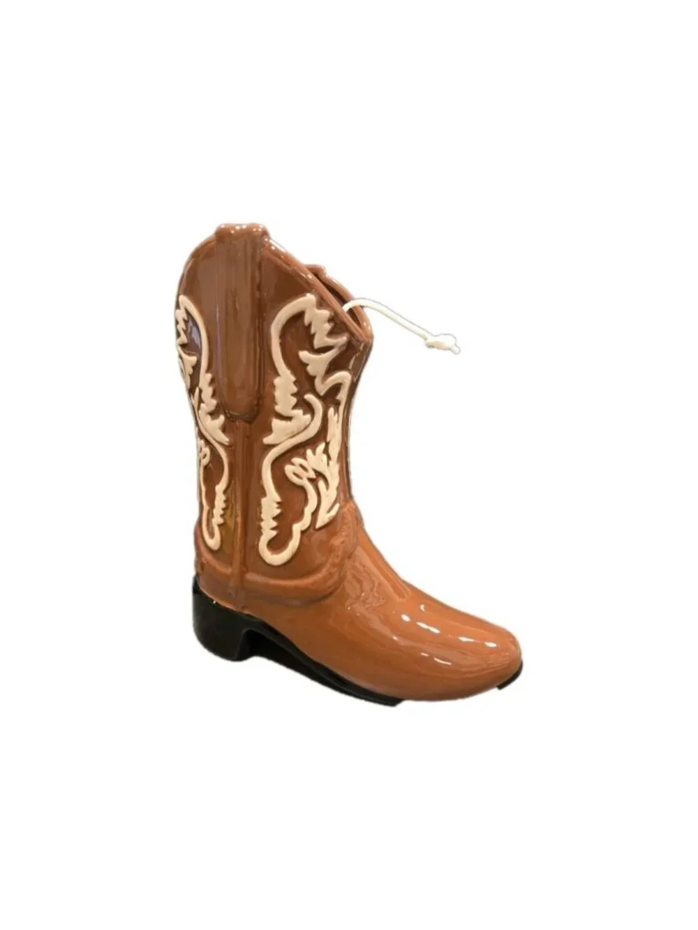 New Ceramic Desert Wood Cowboy Boot Brown Country Novelty Candle Room Decor